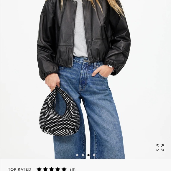 NWT Madewell The Medium Shoulder Bag in Crystal Studded Black Suede Leather #MW5 - Picture 4 of 6